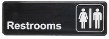 Sign 9" x 3" x 1/8", Restrooms QTY-12