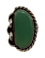 Native American Sterling Silver 925 Pale Green Turquoise Braided Ring Size 6.75 