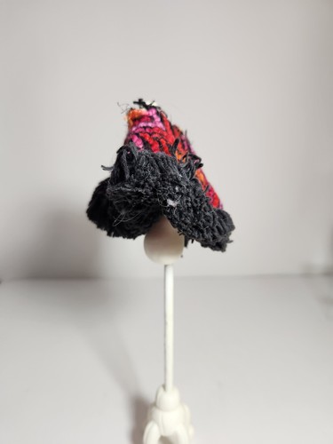 Vintage Barbie Knit Poncho Orange Purple Black Pink Mod Fringe Accessory Cape - Picture 2 of 6