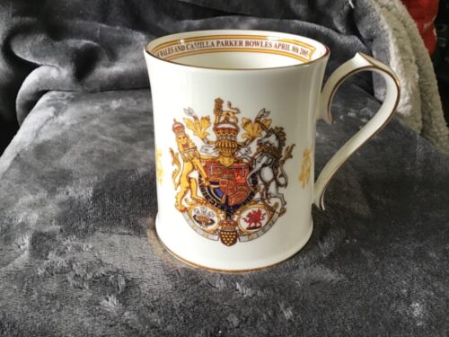 Aynsley: King Charles and Camilla Wedding China Tankard - *Wrong Date, Rare - Picture 2 of 3