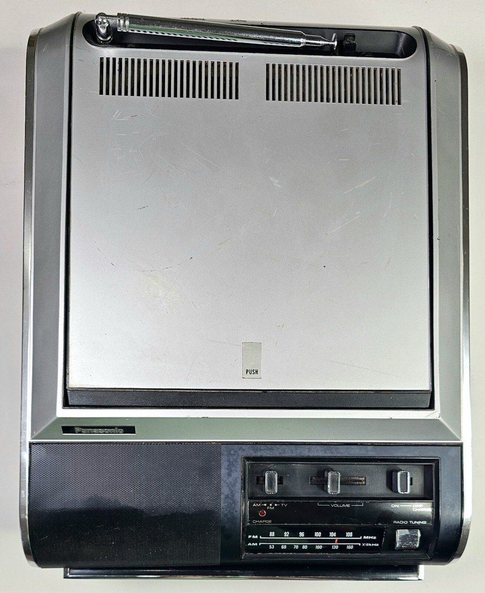 Vintage Panasonic TR-475 Pop up Screen B&W TV With AM/FM Radio