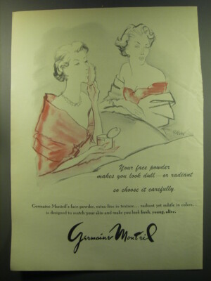 1949 Germaine Monteil Face Powder Ad - Your face powder makes you look dull
