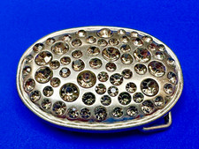 Gorgeous Clear Rhinestone Bling Different Studded Silver Tone Ladies Belt Buckle