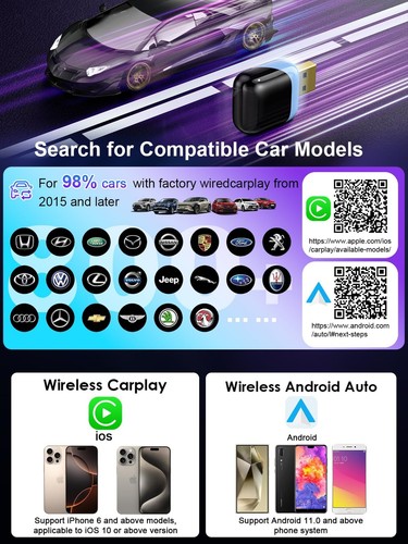 Mini Carplay Wireless Adapter & Android Auto Wireless Adapter Wired to Wirele... - Picture 7 of 7
