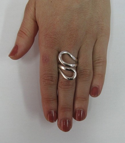 Bague longue en argent massif véritable poinçonné 925 fait a la main - Picture 5 of 5