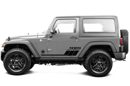 Pair Graphic 4x4 Off Road Stripe Car Sticker For Jeep Wrangler 2 Door Side Decal - Picture 3 of 8