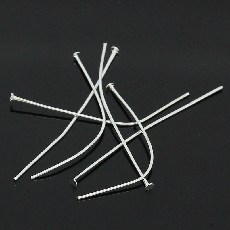 Head Pins 50mm - Silver Plated - Jewellery Making Findings - 100pcs