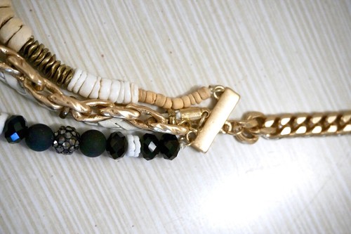 NWT $105 Lydell NYC Golden Mixed Media Layered Bib Necklace, Multi-Color - Picture 6 of 7