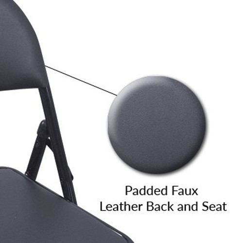 Folding Faux Leather Chairs - Padded Event Seats Conference Hall Guest Seating - Picture 12 of 79