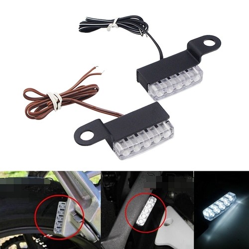 2Pcs Motorcycle Motorbike Brake Tail Light License Plate Lamp White Mini LED 12V - Picture 1 of 12