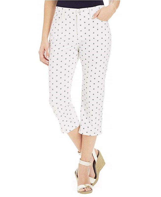 NYDJ Not Your Daughters Jeans 2P Ariel SAILBOAT Print White Black Crop Pants