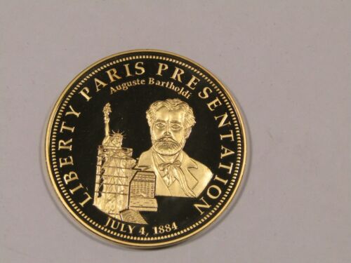2010 American Mint Statue of Liberty Paris Presentation 24k Gold Layered Coin - Picture 3 of 10