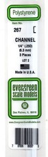 Evergreen 267 Styrene 14" Channel .250" .64cm pkg 3