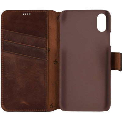 Suncase Book-Style Lederhülle Für IPhone X/XS – Mit Standfunktion & Kartenfach, Antik Braun