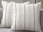Pair 22 x 22 Farmhouse  Textured Stripe Lien Pillow Covers Khaki / Nat Beige #J2