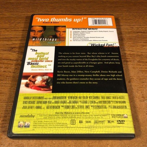 Wild Things DVD (Used) Kevin Bacon Matt Dillion - Picture 2 of 5