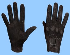 NEW WOMENS size 8 BLACK GENUINE SUEDE LEATHER DRIVING GLOVES adjustable wrist