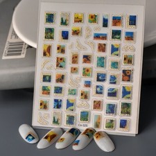 2Sheets Gradient Geometric Frame Picture Nail...
