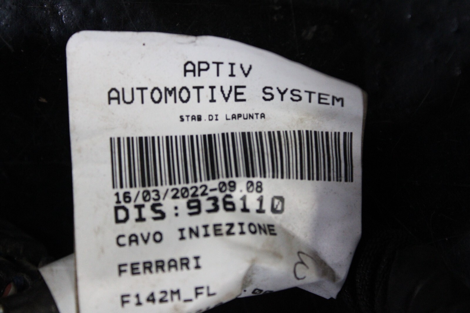 Ferrari F8 Tributo, Injection Wire Harness, Dmg, Used, P/N 936110
