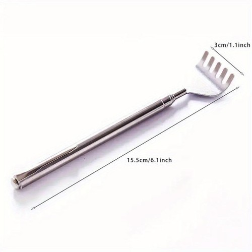 Silvery Telescopic Back Scratcher Extendable Steel Gift for Men Women - Picture 20 of 24