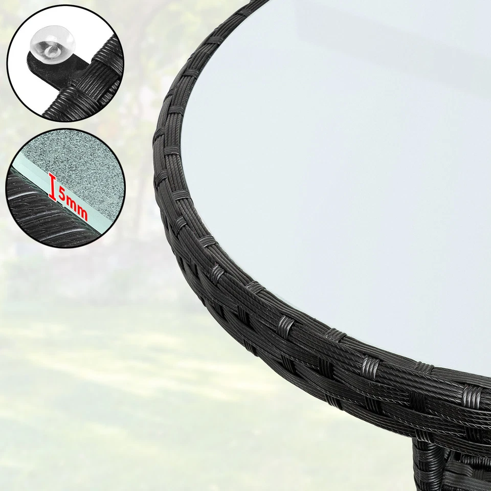 CASARIA® Polyrattan Balkonset 3 teilig Bistroset Sitzgruppe Balkon Garten Set - Bild 4 von 4