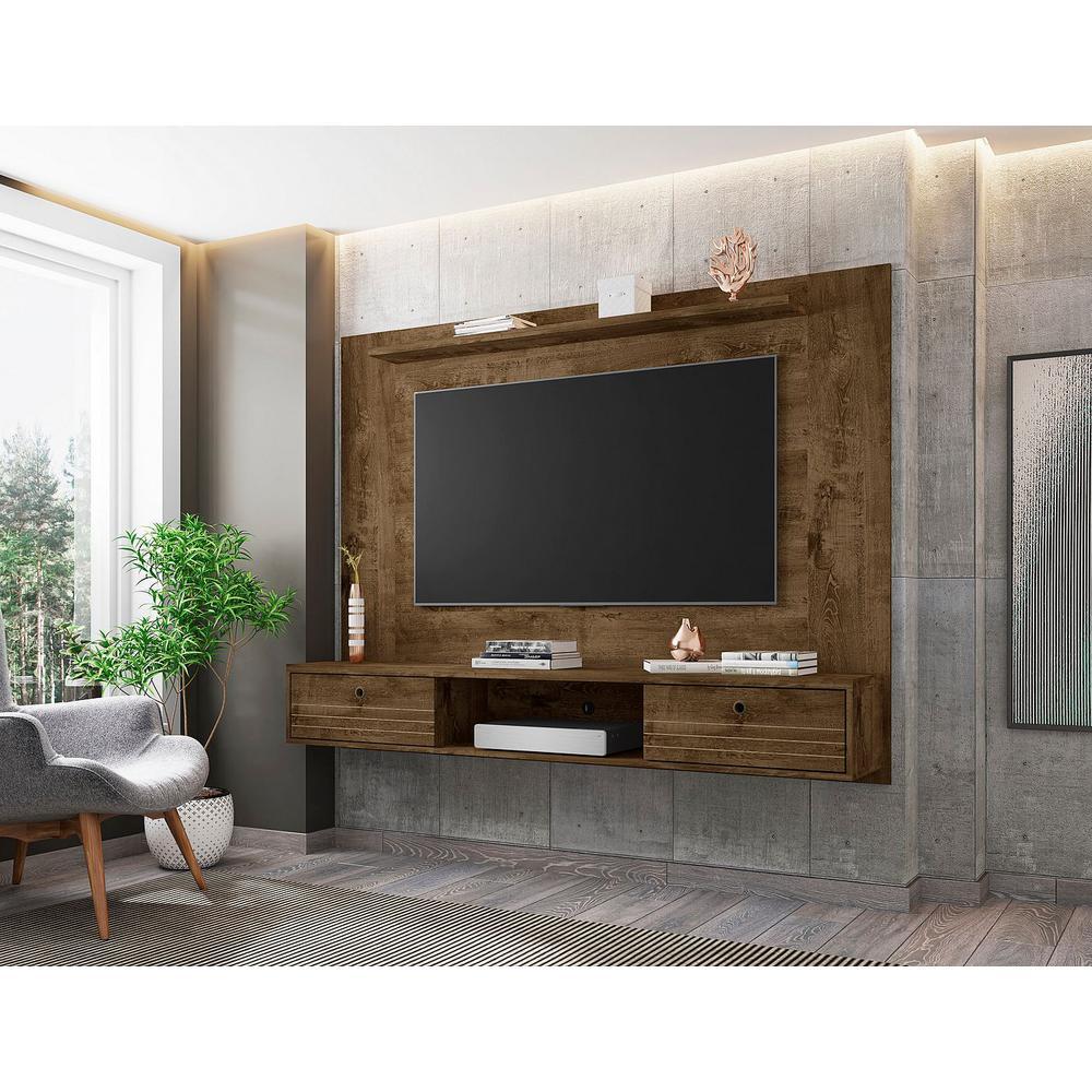 Liberty 70.86" Floating Entertainment Center in Rustic Brown