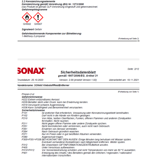2xSONAX Professional Adhesivo Eliminador de Restos 400 ml Adhesivo Eliminador de Adhesivos - Imagen 3 de 3