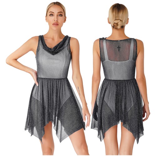 DE Damen Ballettkleid Ärmellos Ballettanzug Tanzkleid mit Ballettrock Tüllkleid - Picture 25 of 54