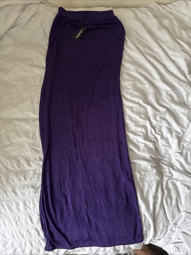 Boohoo Acetate Slinky Floor Length Purple Maxi Skirt. UK 10 - Picture 3 of 23