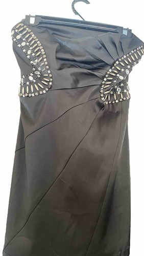 Black Strapless Dress With Diamantés Size 10 Little Black Dress - Picture 5 of 7