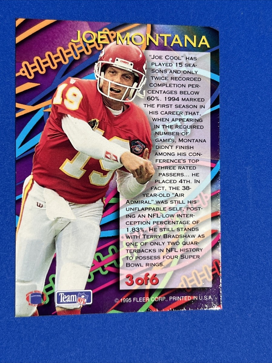 🔥1995 Fleer Joe Montana AERIAL ATTACK card #3 OF 6 NFL KC Cheifs