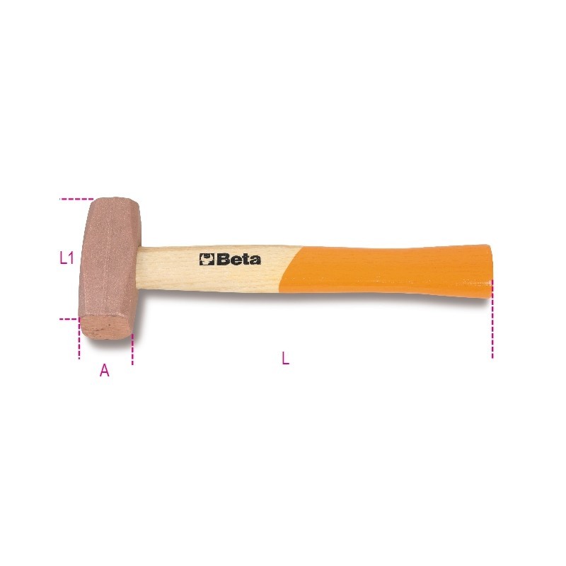 Mazzuola in Rame 600g Beta 1385 | Martello Professionale Manico Legno