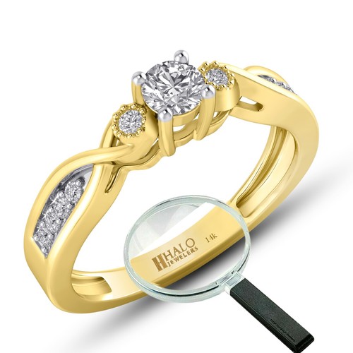 1,10 kt grüner Smaragd & echter Diamant Blume Halo Verlobungsring 14 K Gold - Bild 10 von 12