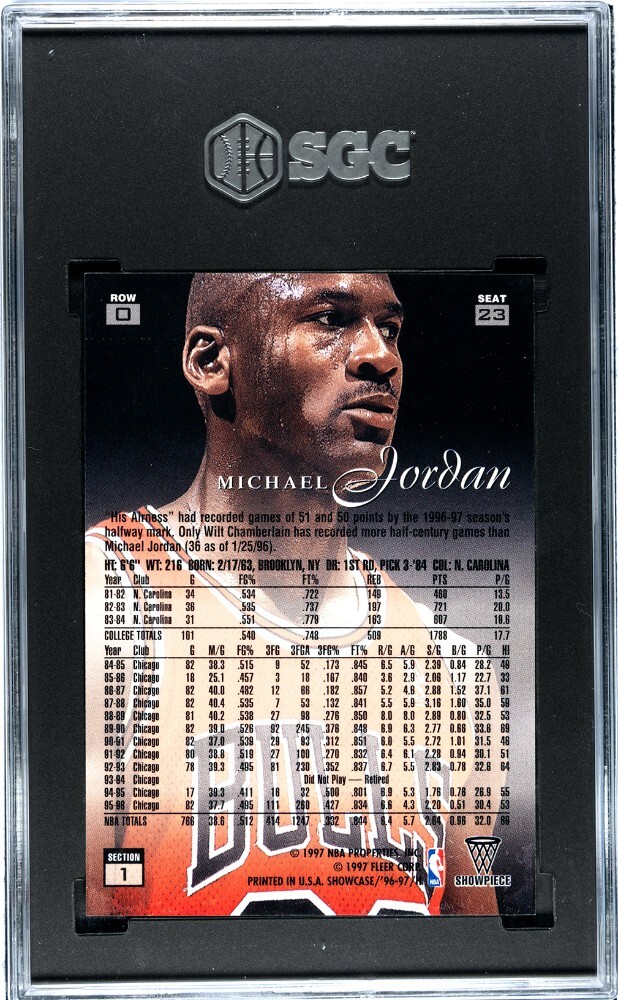 1996-97 Flair Showcase #23 Michael Jordan Row 0 SGC 8 NM MINT HOF