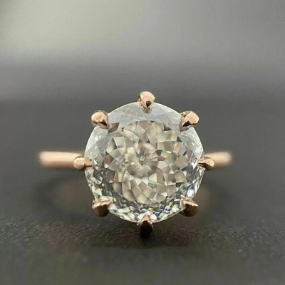 Wonderful Round Shape White Moissanite Solitaire Style Women's Engagement Ring
