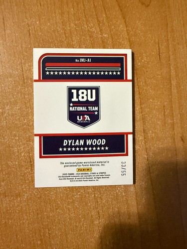 2025 Panini Stars & Stripes - Dylan Wood - Jersey Prime Patch Jumbo Relic 33/55 - Picture 2 of 2