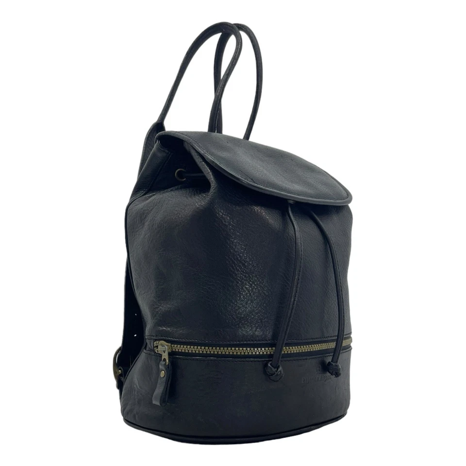 Vintage 90s ETIENNE AIGNER Large Soft Leather Sling Bag Backpack Handbag BLACK - Image 3 of 4