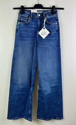 Pepe Dua Lipa Women's Jeans, Wide Leg, High Waist, Blue, W24 L30