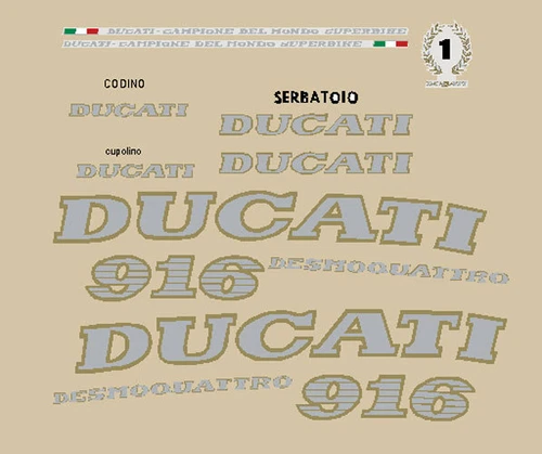 Ducati 916 Desmoquattro '94 '97 Series Stickers Fairing Red Stickers