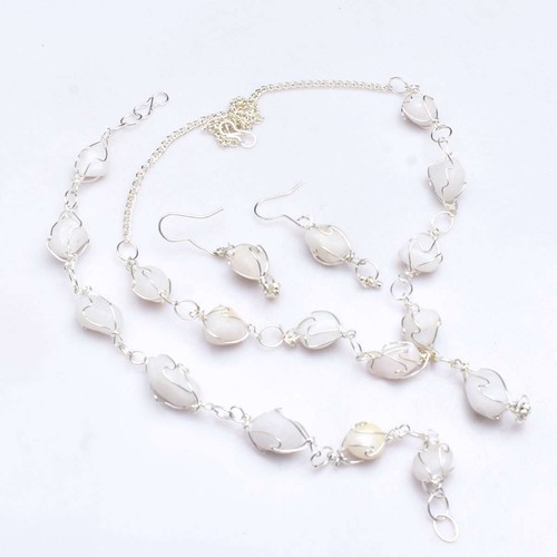 Rainbow Moonstone Gemstone Ethnic Handmade Necklace Set Jewelry 28 Gms AN 72188