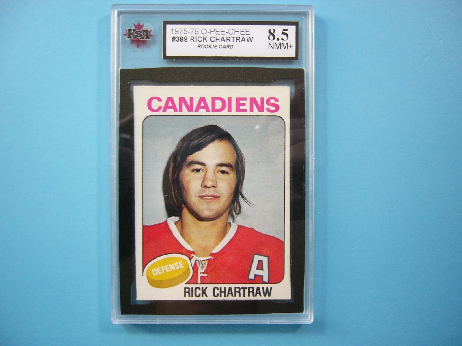 1975/76 O-PEE-CHEE NHL HOCKEY CARD 388 RICK CHARTRAW ROOKIE RC KSA 8.5 NMMT+ OPC