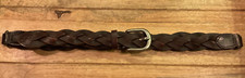 VINTAGE Y2K HOLLISTER PREPPY BRAIDED BROWN LEATHER BELT SIZE M/L, 36-38
