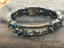 3x Power Black Magnetic Therapy Hematite Believe Slider Bracelet Anklet 2 Row