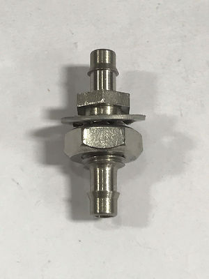 Stainless steel bulkhead fitting 5/16-24 UNF thread to .170 ID tubing barb