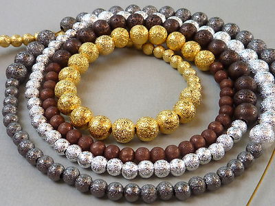 Metallperlen Stardust Glitzerperlen Crackle Perlen rund 4 / 6 mm 50 Stück 2614