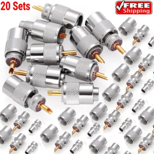 20er-Pack PL-259 Lötverbinder Stecker mit Reduzierstück für RG8X Koaxial Koaxialkabel USA - Bild 1 von 10