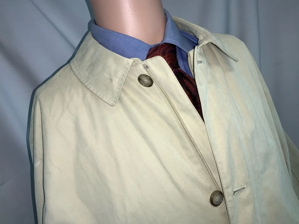 Abrigo de granero Talbots para hombre medio tostado algodón poli nailon cremallera usado en excelente estado ygi k0-177 Foto 3 de 4