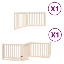 Dog Gate Set of 6 Natural Poplar wood 6 panels Foldable vidaXL