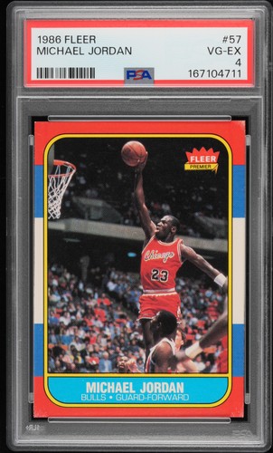 1986 FLEER #57 MICHAEL JORDAN ROOKIE RC PSA 4
