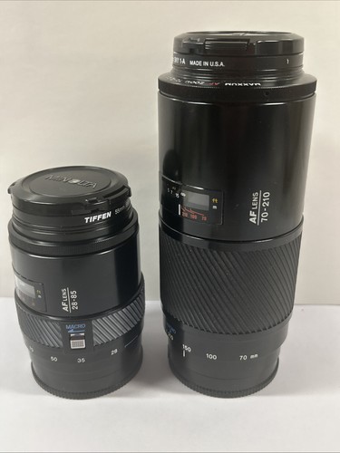 LOT OF MINOLTA AF LENS: AF 28-85 & ZOOM AF 70-210mm 1:4 (32) W/Tiffen Lens Shade - Picture 21 of 22